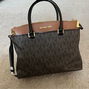 New Michael Kors Aubrey Large Satchel Brown/Luggage women’s bag